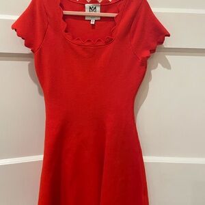 Milly Minis Size 10 Girls Vibrant Red Scalloped Dress